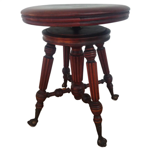 Antique Holtzman & Sons Swivel Adjustable Piano Stool w/ Glass Ball & Claw Feet
