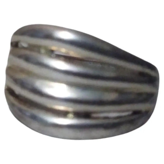 925 sterling silver wave ring with gold accents