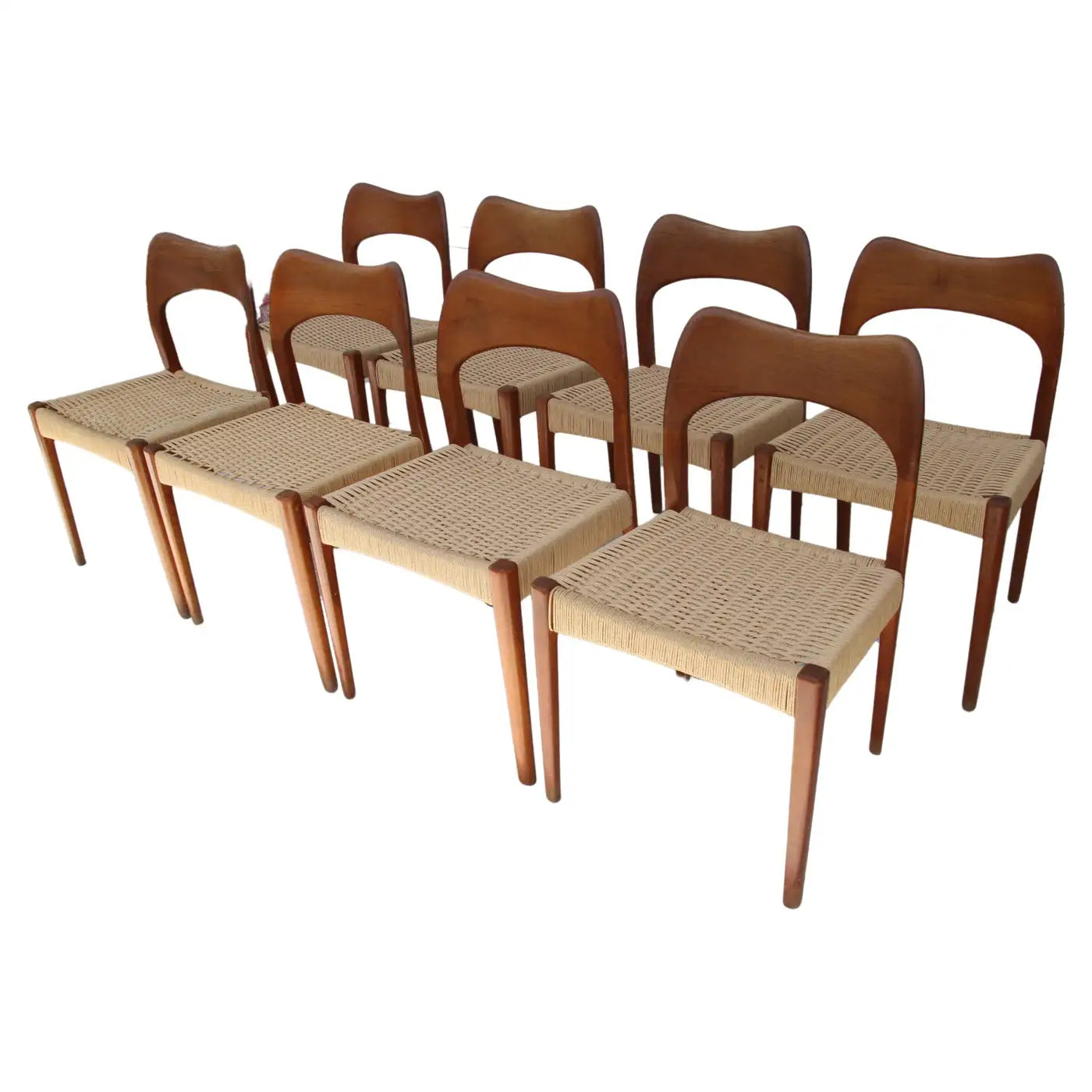 Mid-century modern teak dining chairs set