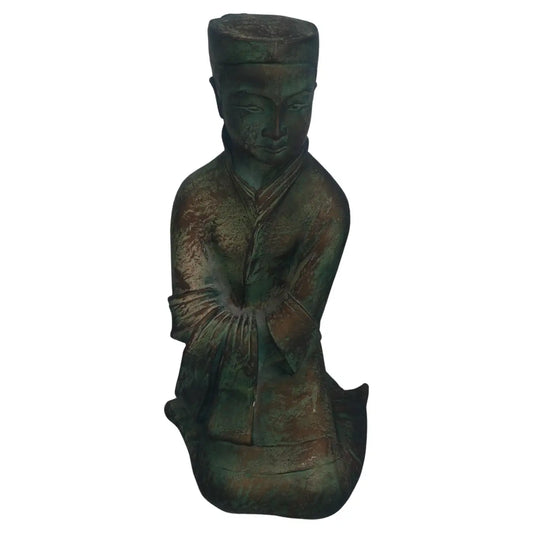 Green Buddha sitting pose sculpture by Austin Studios