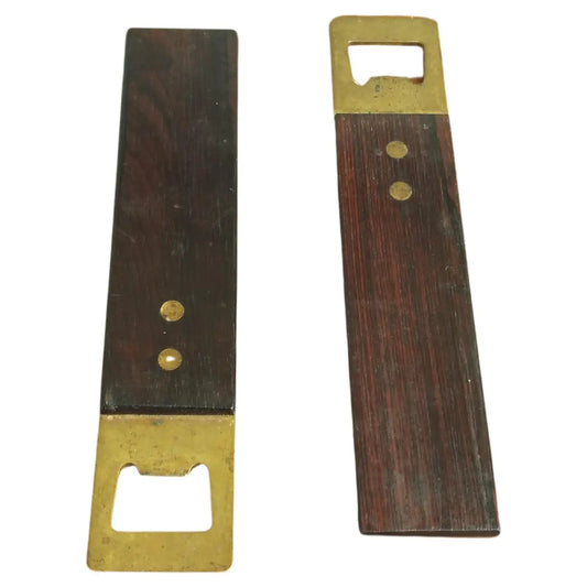 Pair of Danish rosewood and brass bottle openers