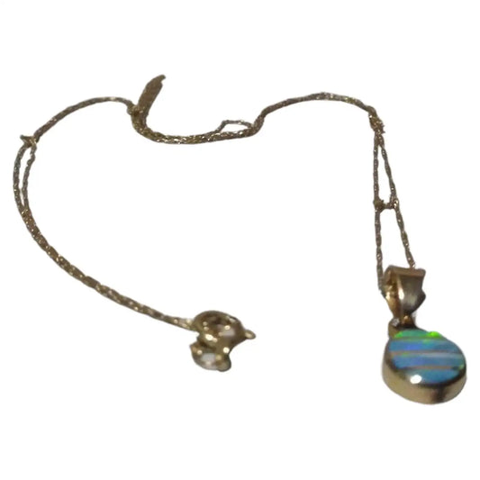 14k gold trace necklace with opal pendant