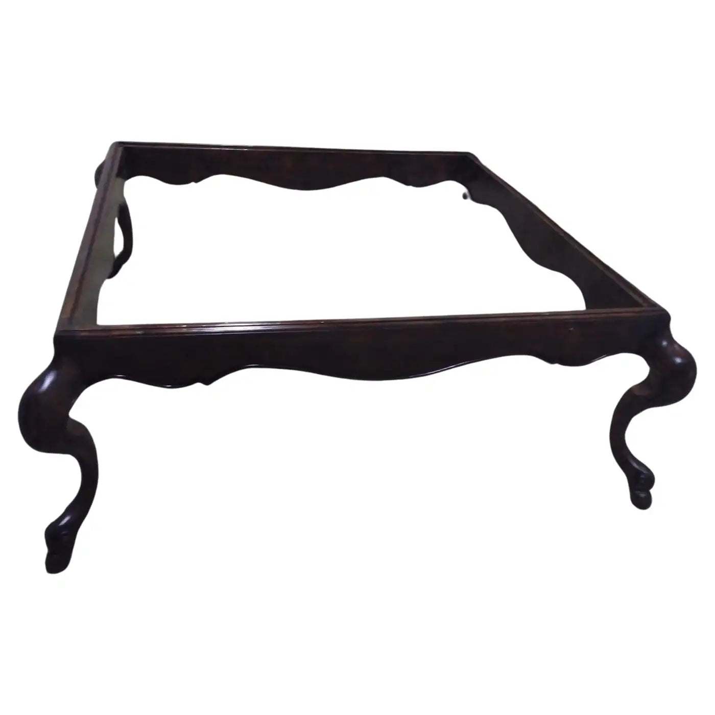 Elegant Italian walnut coffee table with swan legs