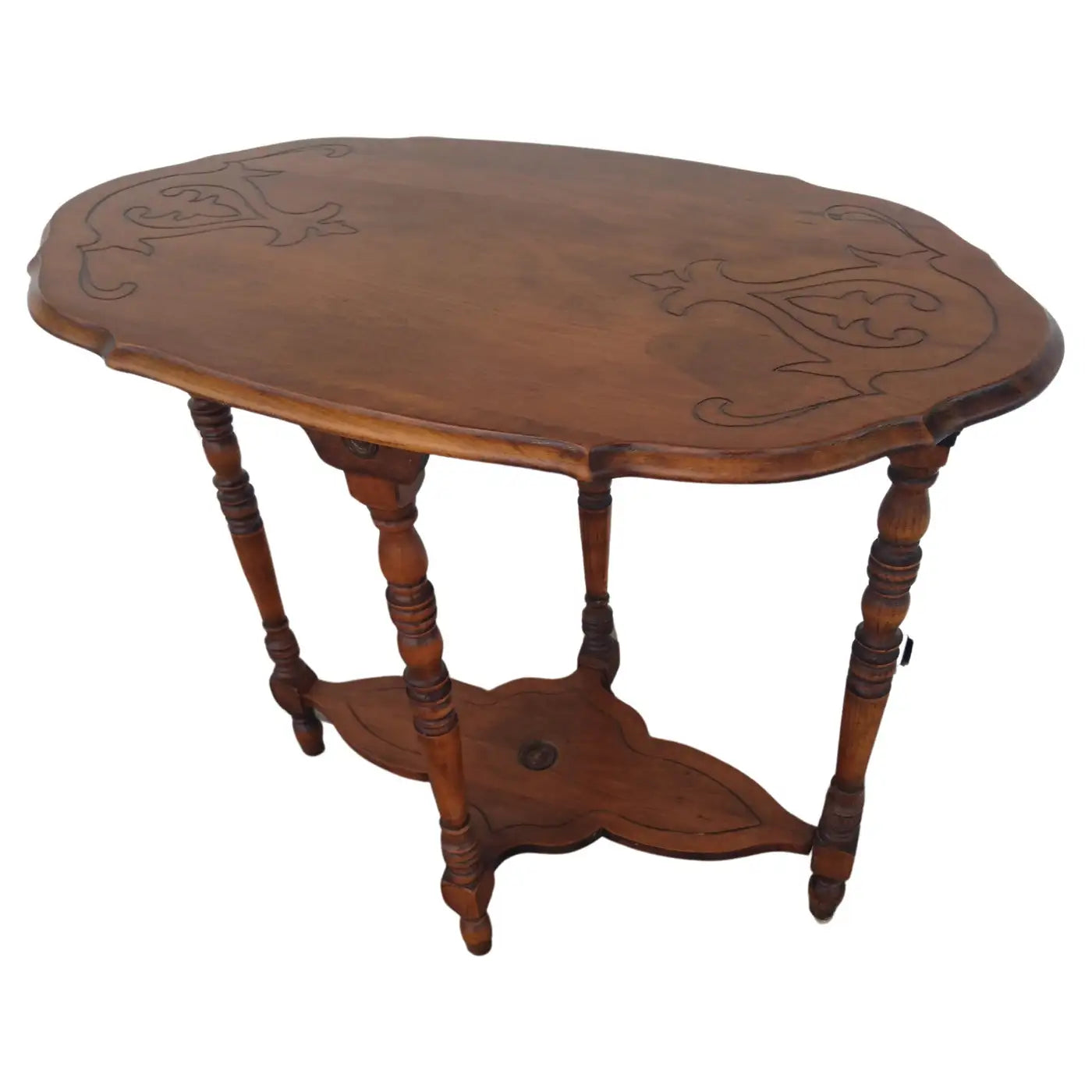 Classic Edwardian walnut side table with intricate details