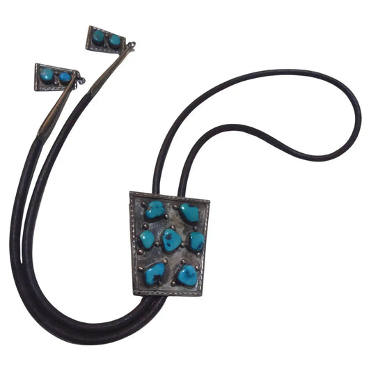 Native American turquoise and silver bolo tie