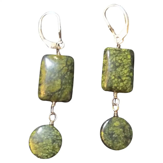 Sterling silver green jasper gemstone earrings