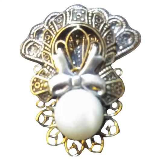 Sterling silver brooch with pearl and gold accents