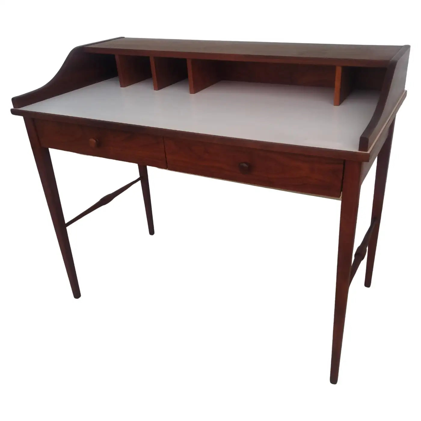 Drexel  MCM Biscayne Desk in Walnut with White Laminate Top