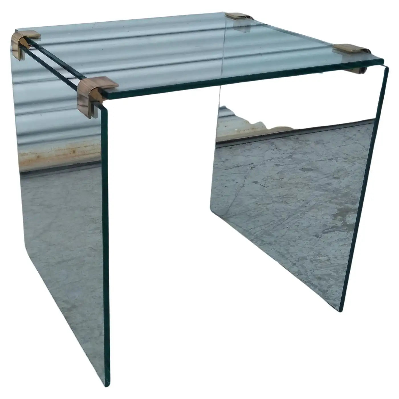 Elegant brass and glass table in Pace style