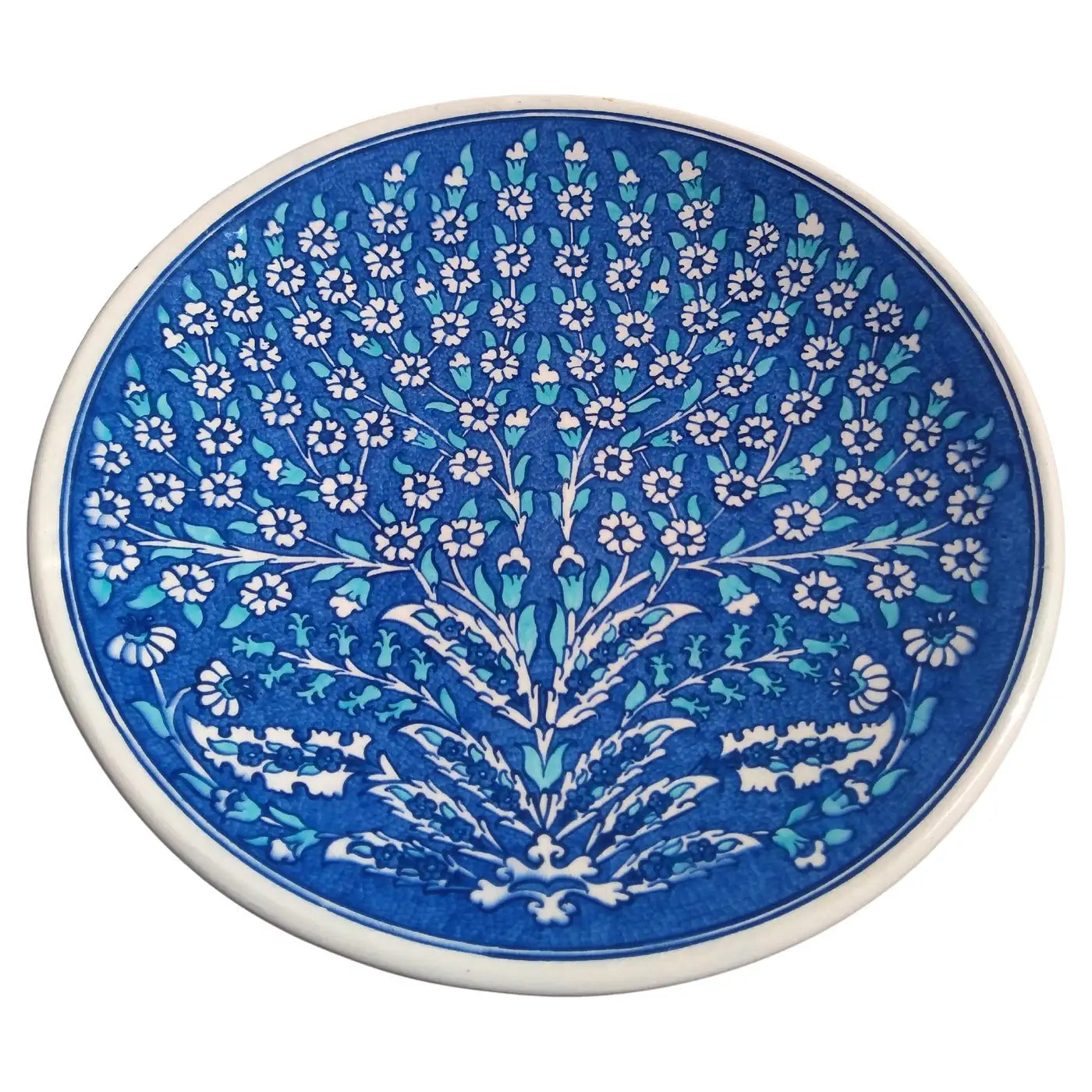 Blue and white Iznik Tree of Life plate by Buecu Gini