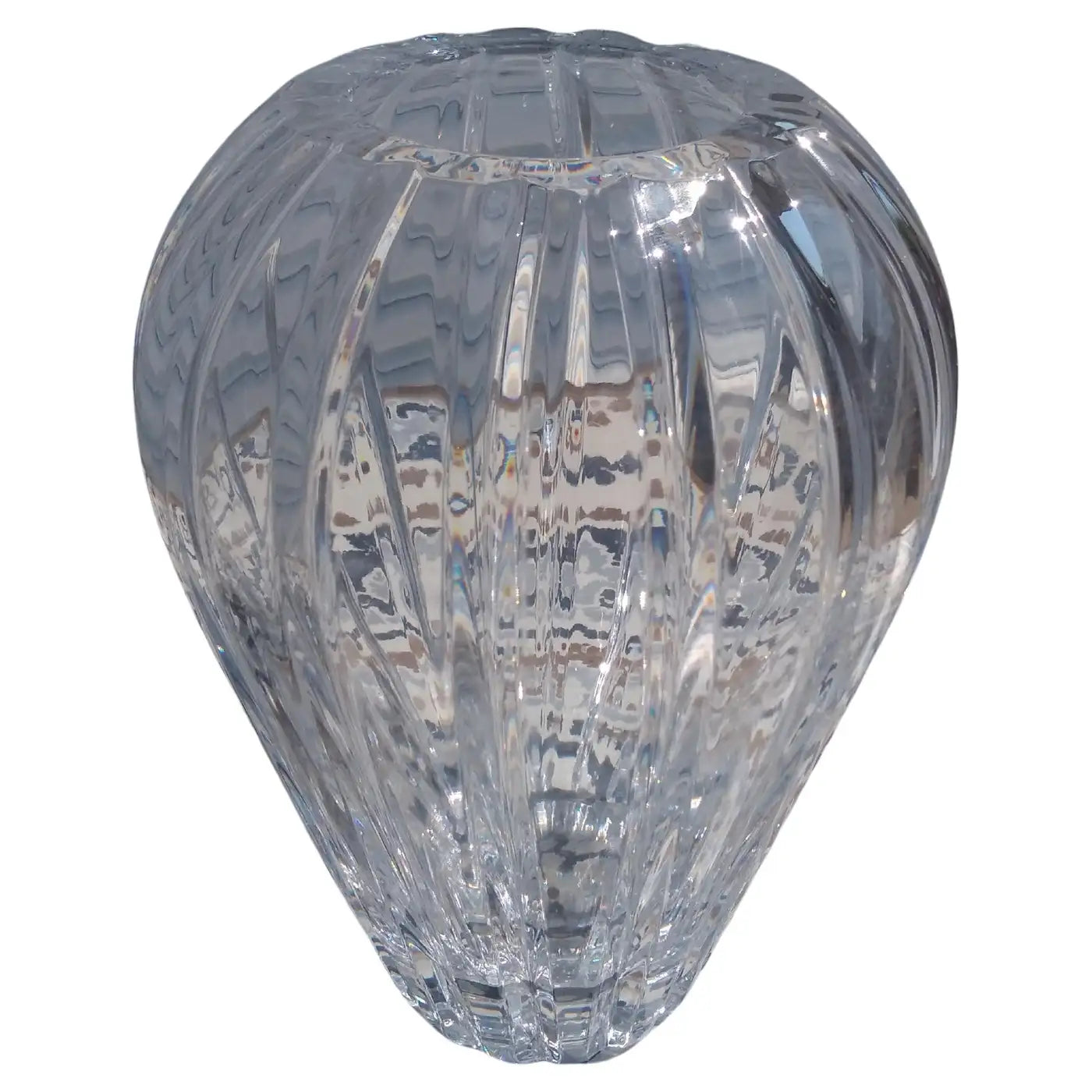 Heavy Etched Crystal Vase