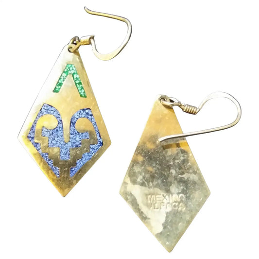Pair of Alpaca sterling silver diamond-shaped enamel earrings