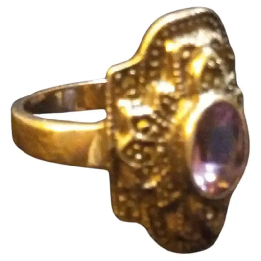 Sterling silver amethyst ring with marcasite