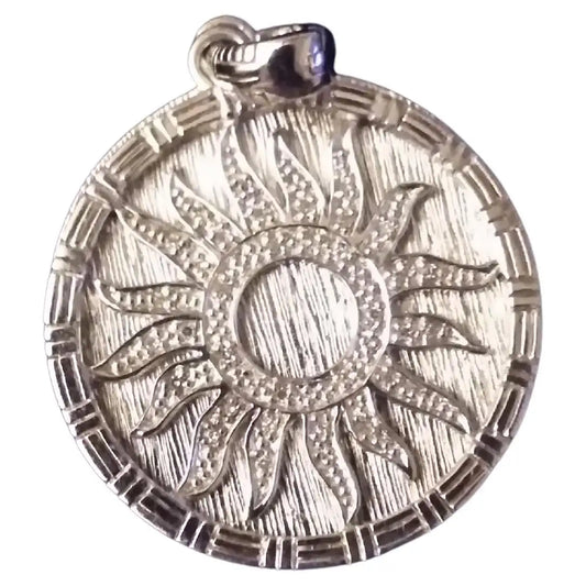 Sterling silver sundial dual disc pendant