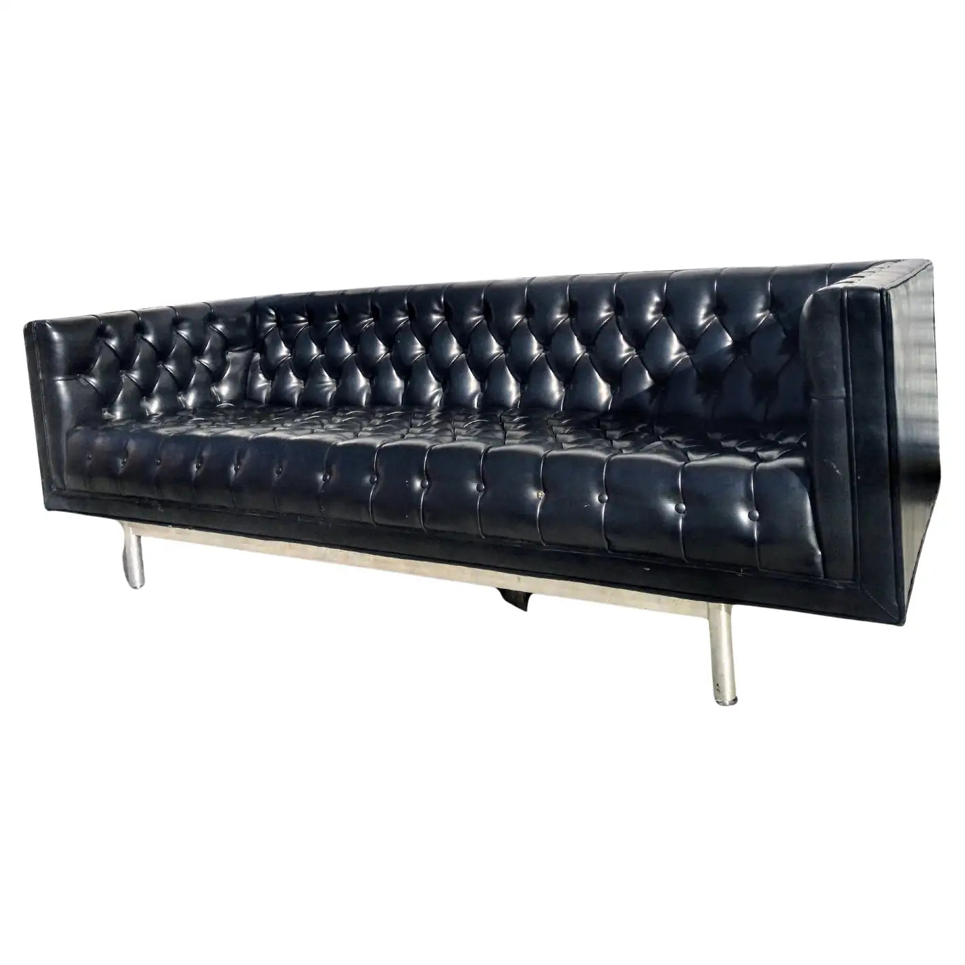 Mid century faux leather tufted Jack Cartwright sofa