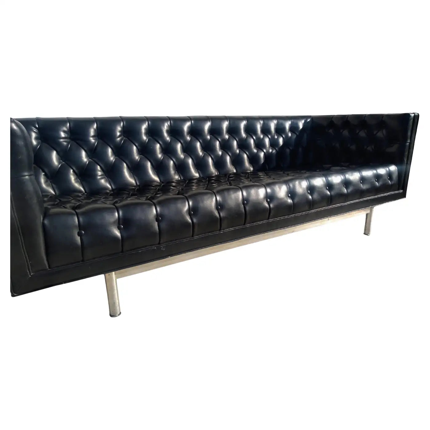Vintage Jack Cartwright black tufted even arm sofa