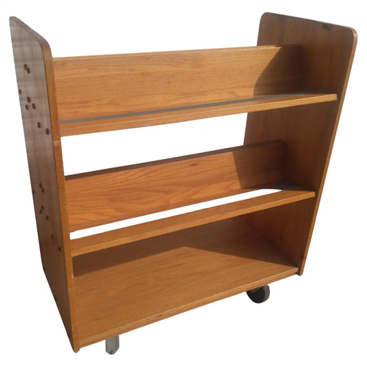 Rolling cart bookcase with slanted shelves design