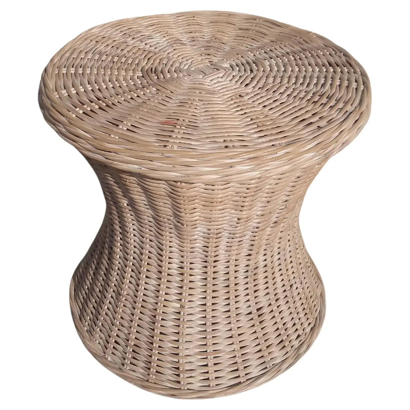 Natural rattan bamboo side table in boho style
