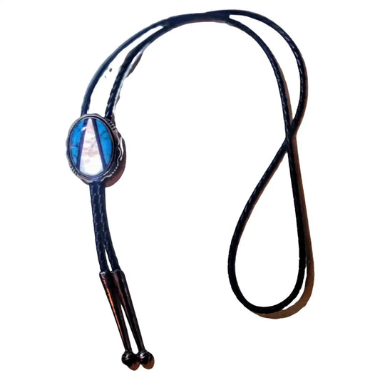Navajo sterling silver bolo tie with turquoise and abalone