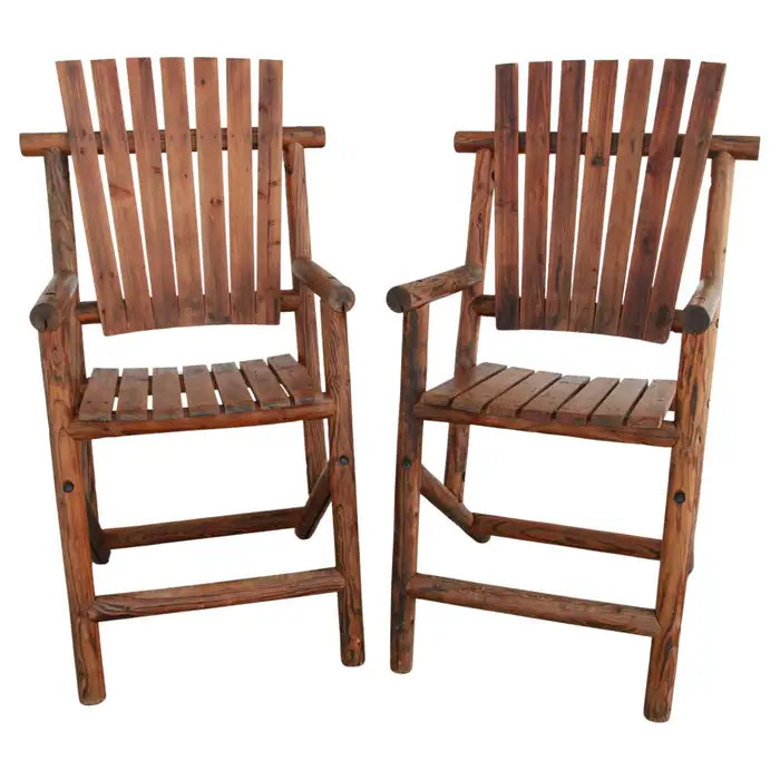 Pair Of Large Wood Deck Adirondacks style Garden Arm Chairs
