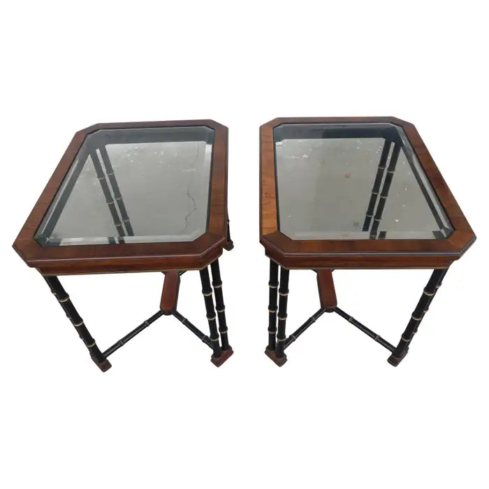 Pair of Faux Bamboo John Widdicomb End Tables