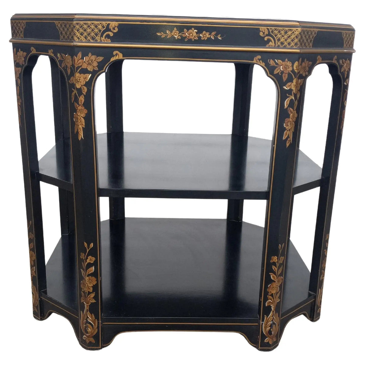 Octagonal 3 Tier Chinoiserie Style End Table