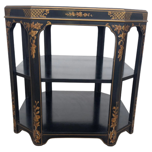 Octagonal 3 Tier Chinoiserie Style End Table
