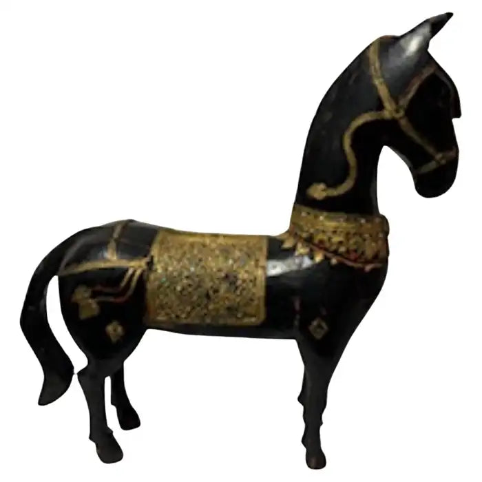 Large 24' x 31" Omate solid wood horse figurine very heavy
