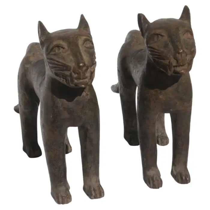 Pair of Brass Jaguar Cubs