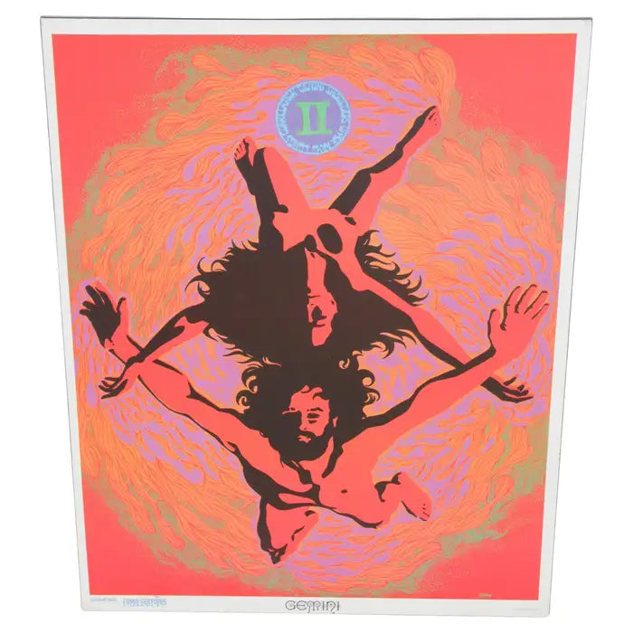 Vintage 1967 Gemini zodiac poster with psychedelic art
