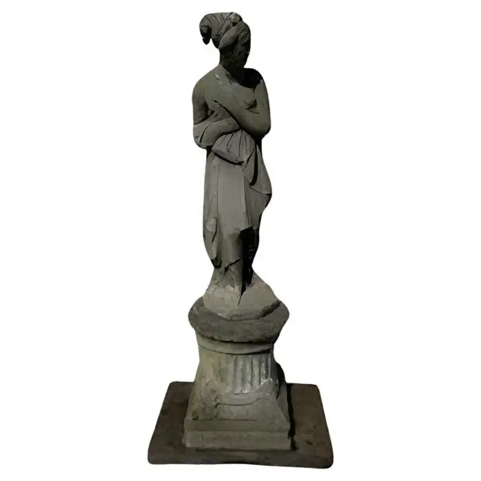 Shy Venus classical sculpture with pedestal