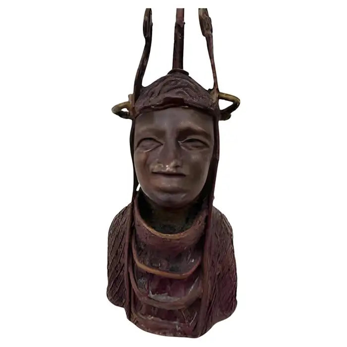 Benin brass aba ancestral head sculpture
