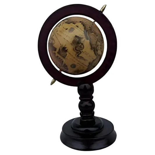 Antique vintage terrestrial globe wooden base stand