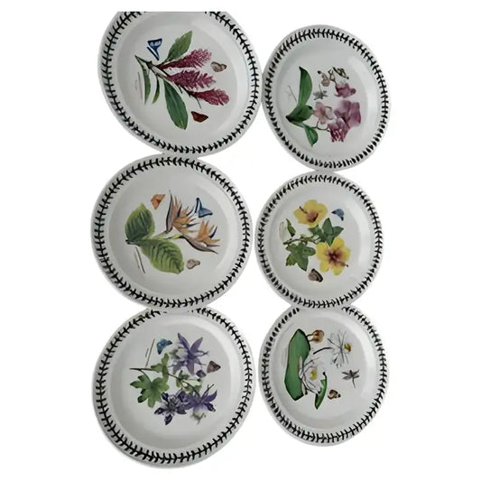 Lot of six portmeirion plates exotic botanic garden