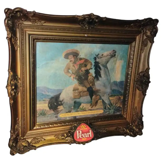 Vintage Pearl Beer Framed Advertising Sign