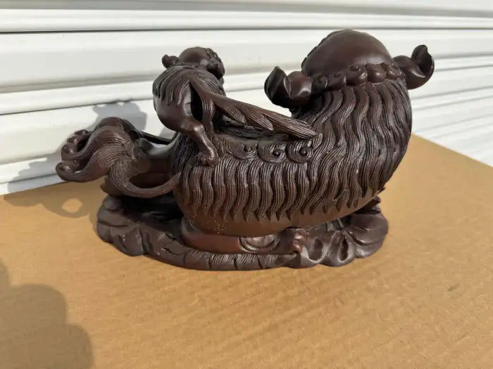 feng shui foo dog statue with pup decorative art