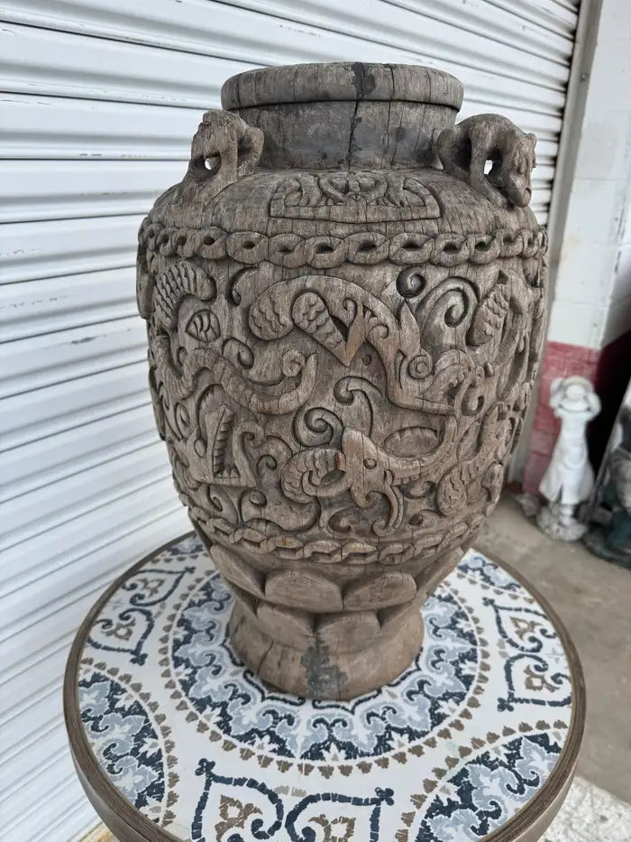 hand carved wooden vessel rustic organic home accent