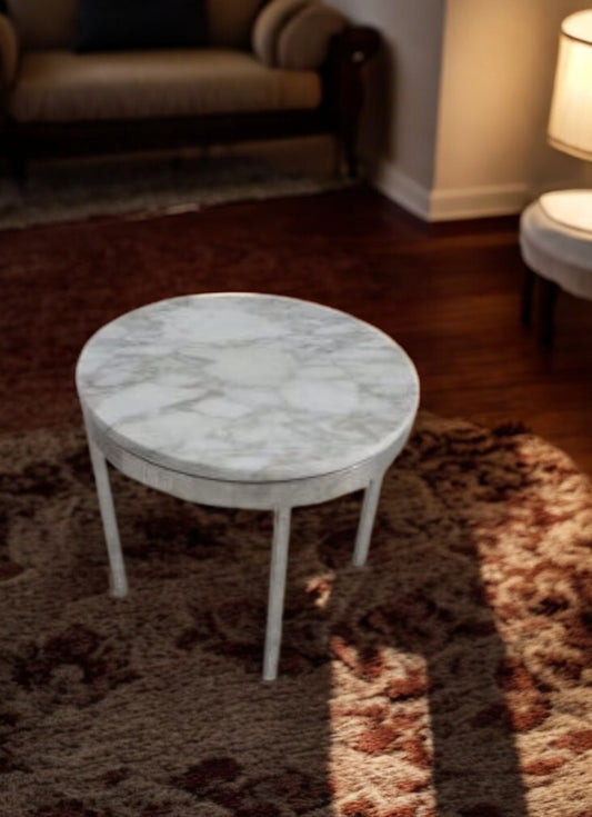 18.5″ Marble and Chrome Round Side Table