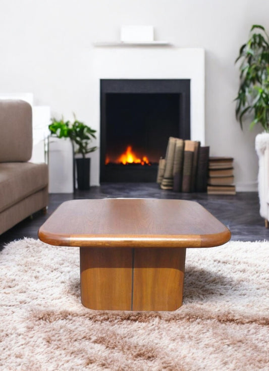 2.5ft Vintage Walnut Pedestal Side Coffee Table