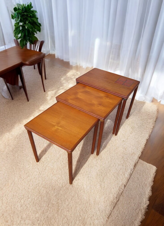 21″ Vintage Mid-Century Solid Teak Nesting Tables