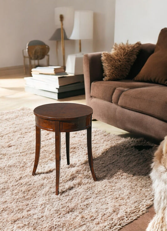 24″ Art Deco Burl Round Side End Table