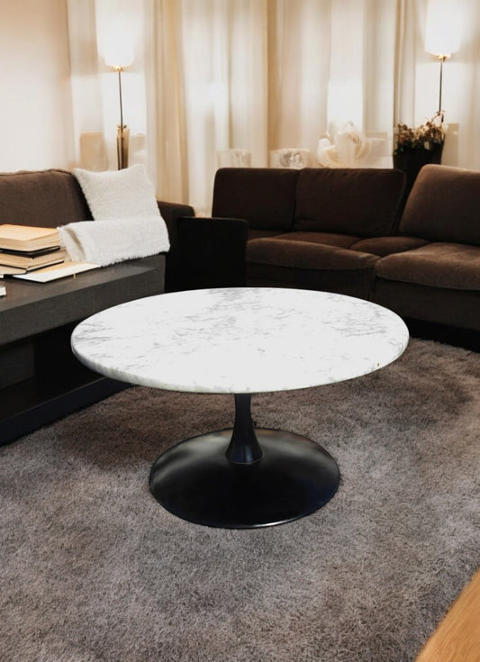 24″ Mid Century Saarinen Style Marble Side Table