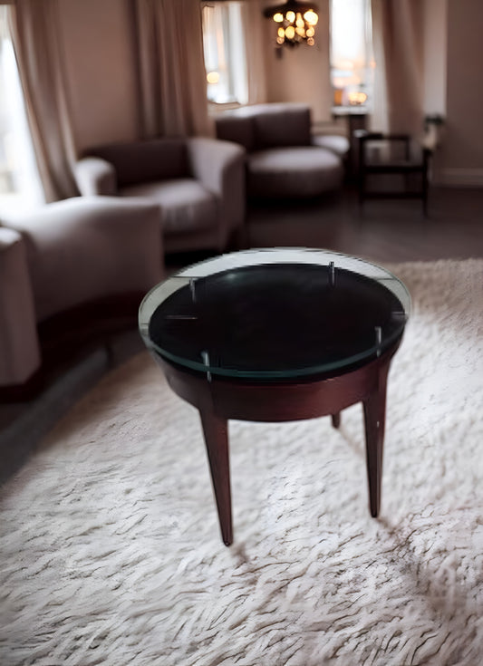 24″ Round Side Table with Glass Top