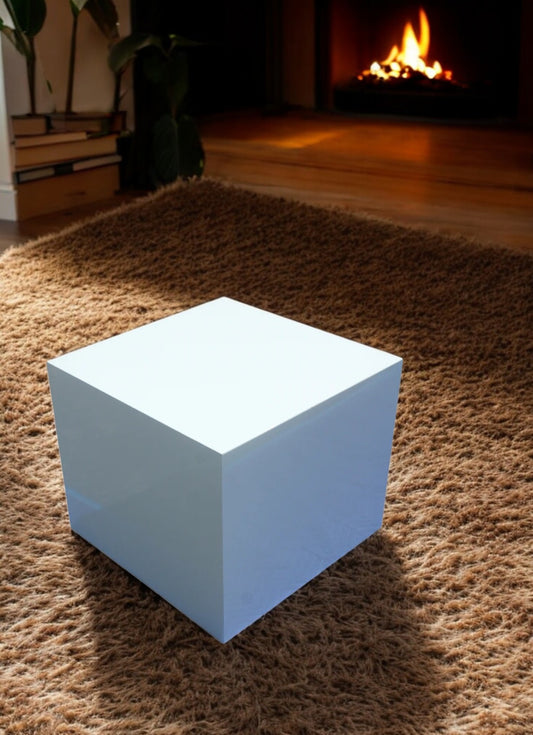 24″ Sq Newly Restored White Lacquer Side End Table