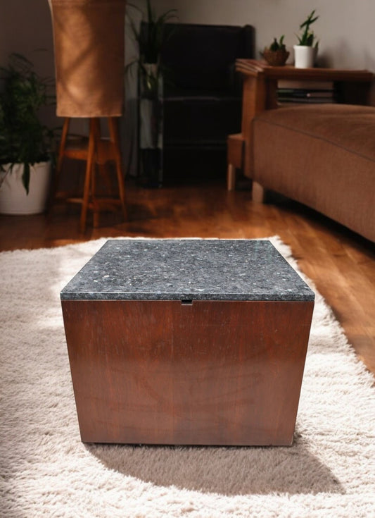 30″ Square Pedestal Walnut With Granite Top