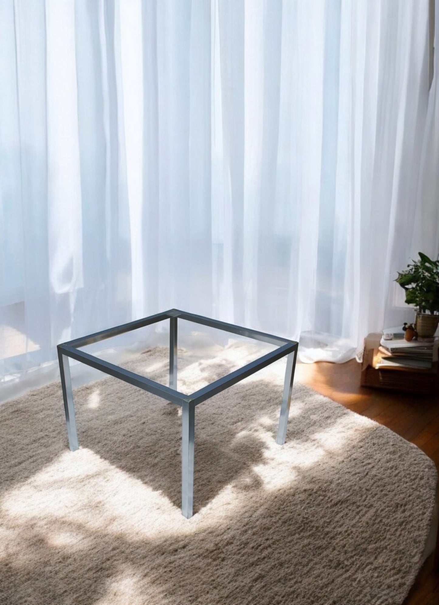 30″ Vintage Square Aluminum Side Table Base