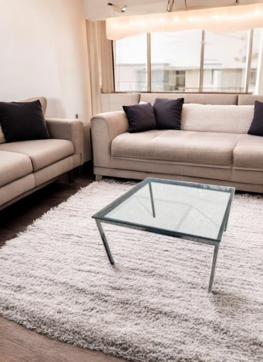 36″ Glass Top and Chrome Coffee Table