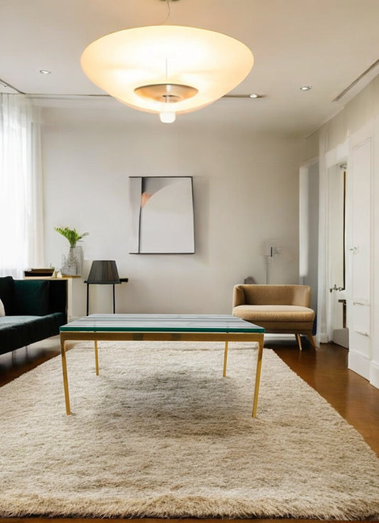 36″ Long Nicos Zographos Glass and Brass Coffee Table for Zographos