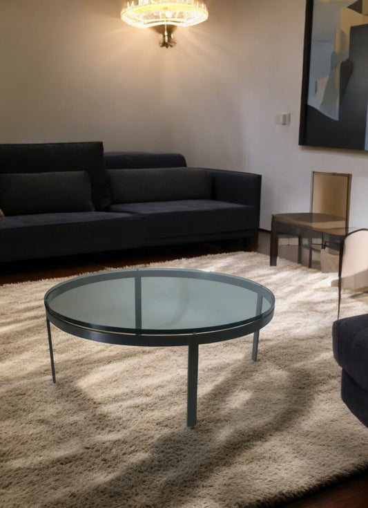 42″ Coffee Table Solid Bronze and Glass Brueton Style