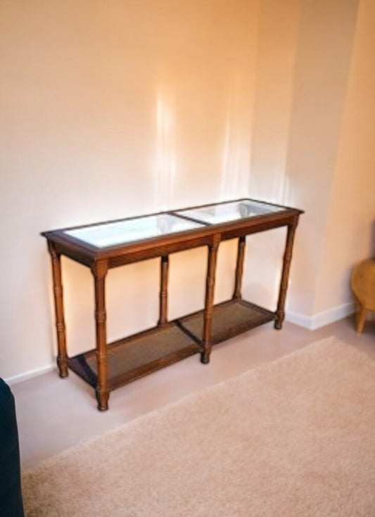 52″ Wood with Glass top Inlay Console